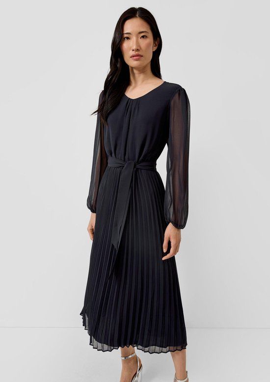 s.Oliver BLACK LABEL midi jurk donkerblauw
