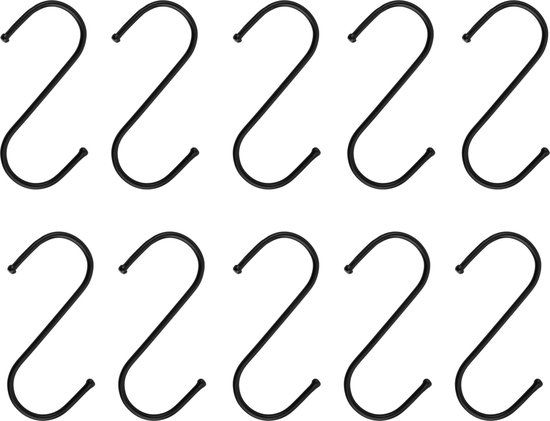 QUVIO Ophanghaken - 9 cm - 10 stuks - Zwart