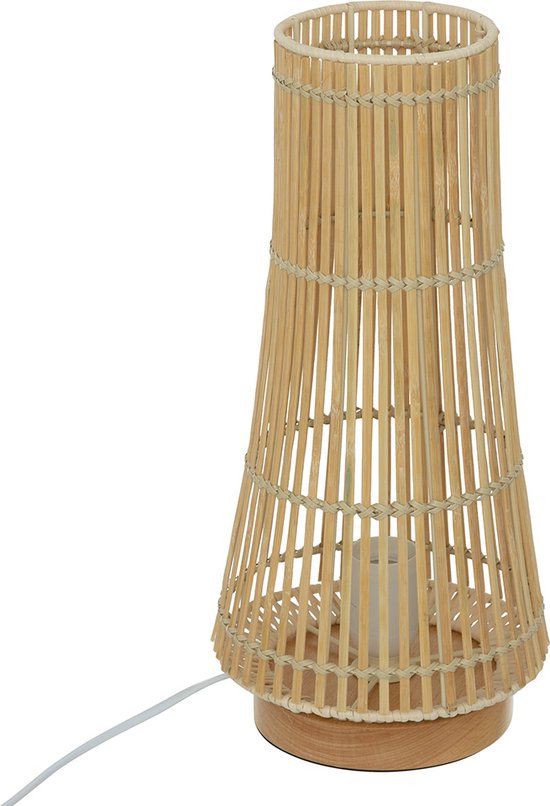 Merkloos Tafellamp Cluny - Bamboe - Hout - Rond - E27