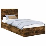 vidaXL Opbergbed met lade Rook Eiken 90 x 200 cm Bewerkt hout