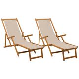 vidaXL Opvouwbare Zonnebed 2 pcs 3 Positie Massief Eucalyptus Hout