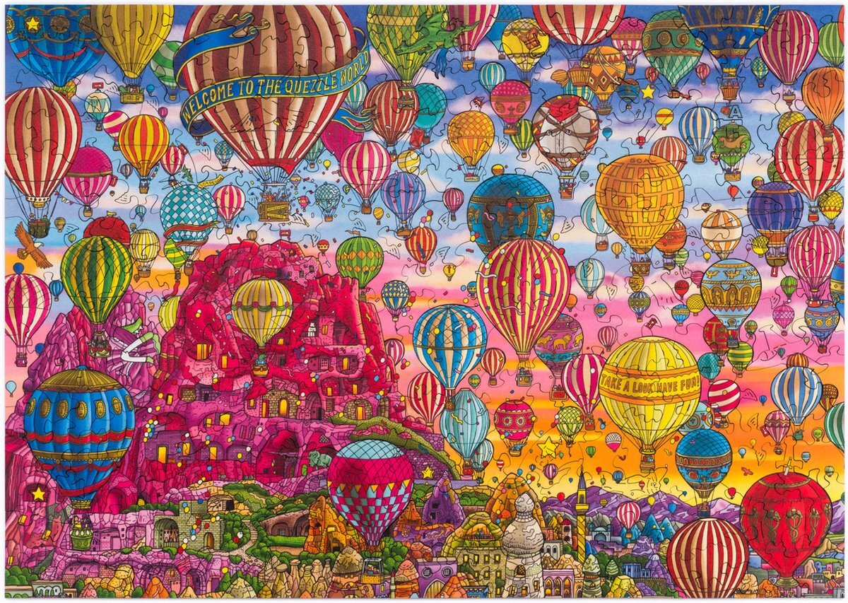 UNIDRAGON Houten Puzzel Quezzle - Amazing Cappadocia Deel 1, 250 st inclusief 1 x 3D figuur - 36x25 cm