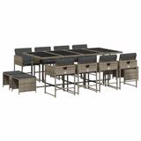 vidaXL 13-delige tuinset met kussens, polyrattan, grijs