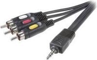 SpeaKa Professional Jackplug / Composite cinch AV Aansluitkabel [1x Jackplug male 3,5 mm - 3x Cinch-stekker] 2 m Zwart