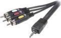 SpeaKa Professional Jackplug / Composite cinch AV Aansluitkabel [1x Jackplug male 3,5 mm - 3x Cinch-stekker] 2 m Zwart