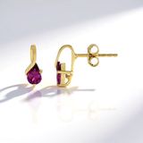 Cavill - Zilveren Oorbellen - 925 Sterling Zilver Verguld - 0,76 ct Peervormige Naktamunda Rhodoliet India - Elegante Druppelvormige Oorbellen Dames