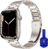 By Qubix Apple Watch bandje sterrenlicht / starlight staal - 38mm - 40mm - 41mm - RVS metaal schakelband