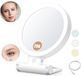 RALA Vergrootspiegel met licht, 20X/1X dubbelzijdig tafelblad draagbare verlichte make-up schoonheidsspiegel, 3 kleuren verlichting, dimbaar aanraakscherm