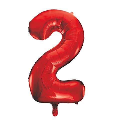 Unique Party Gigantische folieballon - 86 cm - Rood - Cijfer 2