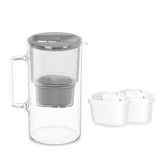Wessper Glazen Waterfilterkan 3L met 2 Aquamax Filters - Grijs