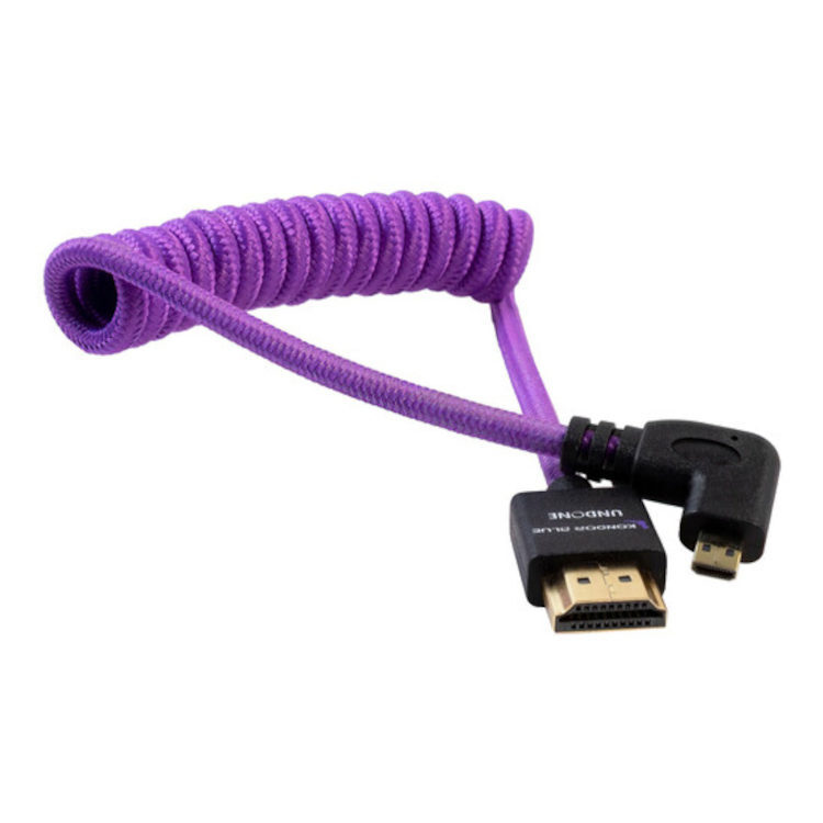Kondor Blue Coiled Right Angle Micro HDMI - Full HDMI MK2 Gerald Undone Purple