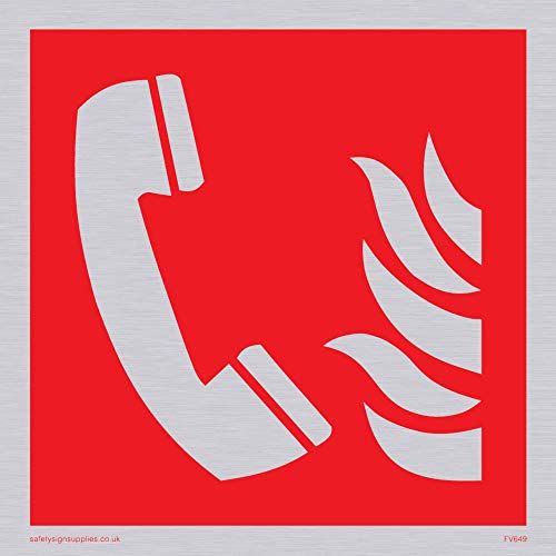 Viking Signs Fire Phone Symbol Sign - Silver - 100x100mm