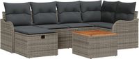 vidaXL Tuinbank - Set - 2 zitplekken - Grijs - Polyrattan