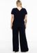 Yoek T-shirt femme col en V bleu marine 3XL