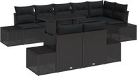 vidaXL Tuinbank Set 9-delig Zwart Polyrattan