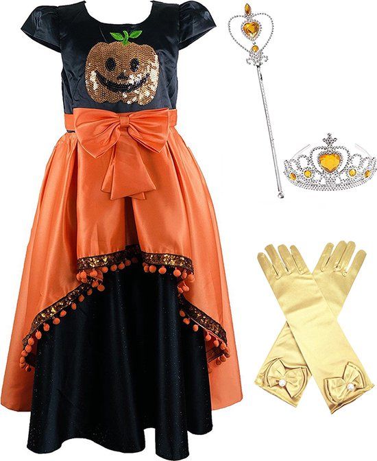 Het Betere Merk Prinsessenjurk voor meisjes - Maat 116/122 - Met accessoires - Halloween jurk