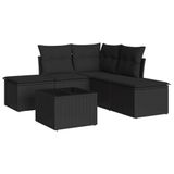 vidaXL Loungeset met kussens, polyrotan, zwart