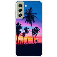 Samsung Galaxy S21 FE Palmiers colores bedrukt siliconen hoesje