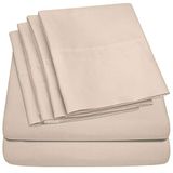 Queen lakens beige - 6-delig 1500 Supreme Collection Fijn geborsteld microvezel diepe zak Queen lakenset Beddengoed - 2 extra kussenslopen, extra voordelig, Queen, beige