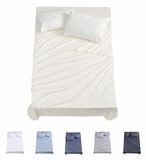 Todocama 4-delige beddengoedset, 3001, hoeslaken, 2 kussenslopen, 50 x 80 cm, voor bed 200 x 190/200 cm, beige