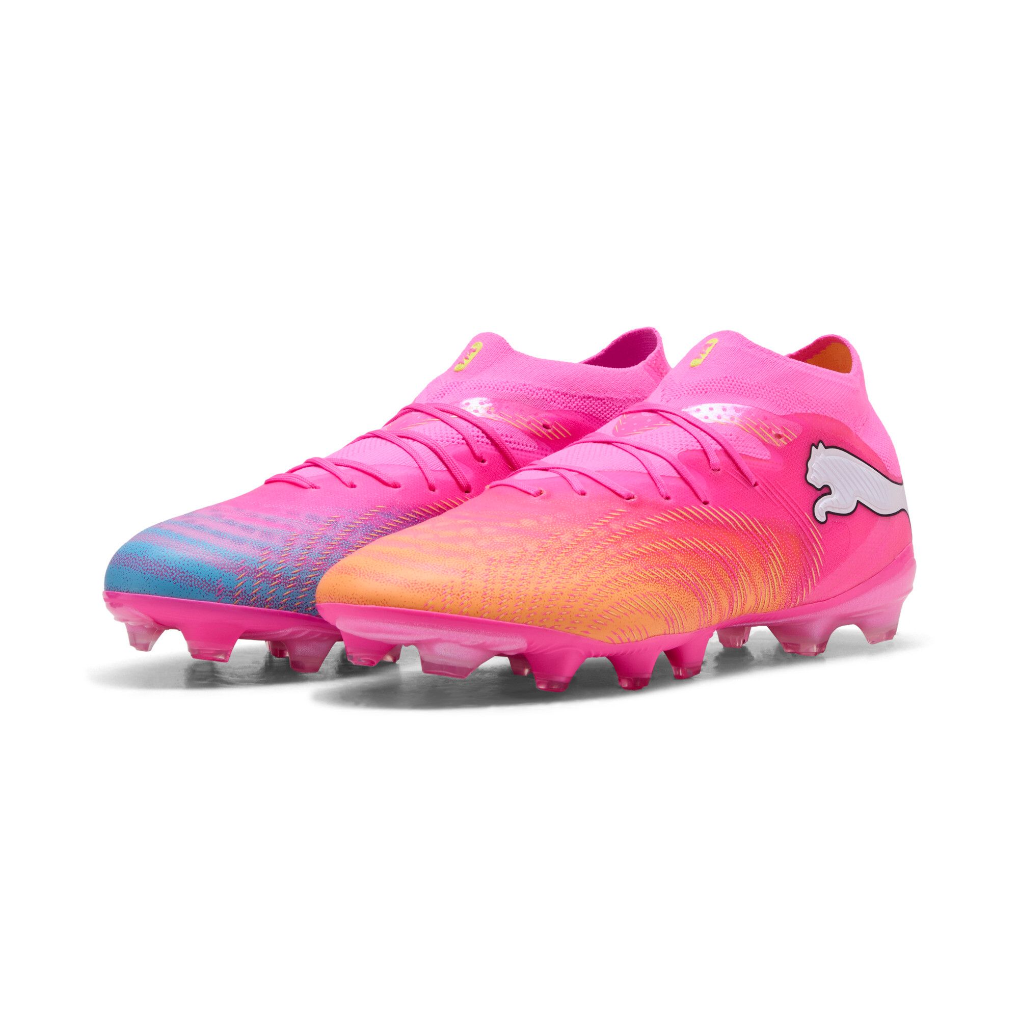 PUMA Future 9 Pro Fg/Ag voetbalschoenen, uniseks, Poison Pink Sun Stream Bright Aqua PUMA Wit, 45 EU