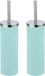 MSV Toiletborstel in houder/wc-borstel - 2x - metaal - mintgroen - 38 cm