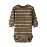 LIL' ATELIER Baby katoenen gebreide gestreepte romper - groen/ecru