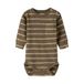 LIL' ATELIER Baby katoenen gebreide gestreepte romper - groen/ecru