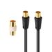 APM TV-kabel mannelijk/mannelijk, 9,52 mm + adapter vrouwelijk – 2 m – zwart