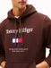 Tommy Hilfiger Sweat à capuche Homme Mélange de coton avec capuche Manches longues Poches plaquées Casual Marron