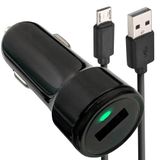 APM 570332, autolader USB-A, 2,1 A, zwart + USB-A/micro-USB-kabel, M/M, 1 m