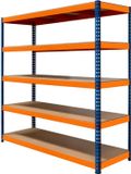 MonsterShop S-rax 5 planken stelling - blauw en oranje - 180x180x60cm