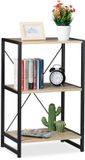 Merkloos Relaxdays Boekenrek - 3 planken - Industrieel - Laag - 80 x 50 x 35 cm - PB/Metaal - Zwart/Lichtbruin
