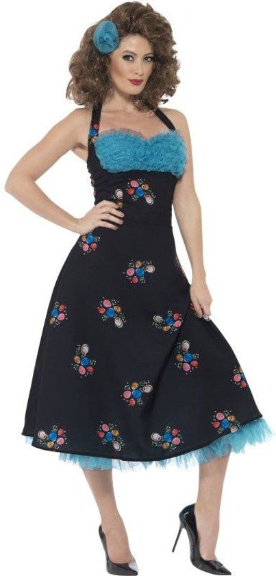 Smiffys Rock & Roll Kostuum Grease Cha Cha Digregorio Jurk Vrouw Medium Carnaval kostuum Verkleedkleding