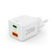Hama Snellader, 1x USB-C PD, 1x USB-A QC, mini-oplader, 20 W, wit