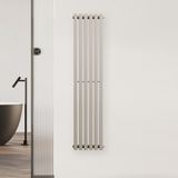 Blumfeldt Radiator - 637W Wandstraler met middenaansluiting, Modern Stalen Ontwerp, Verticale Verwarmingsbuizen voor Efficiënte Warmteverdeling, 25x120 cm, Zand