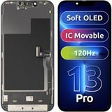 MP Display met Touchscreen compatibel met Apple iPhone 13 Pro, met Frame, Soft OLED FHD 120Hz IC Movable Versie, Zwart