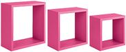 Homemania Incubo Plank voor wanddecoratie – woonkamer, slaapkamer, kantoor – MDF, Fuxia 35 x 35 x 15,5/30 x 30 x 15,5/25 x 25 x 15,5 cm