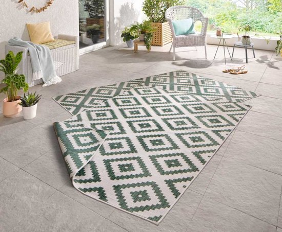 Bougari Vloerkleed Twin Diamond - Groen/Creme 160 x 230cm