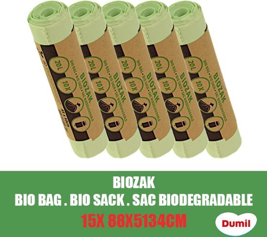 Dumil Biozak 140 Liter 88 x 134 cm - 15 Stuks Voordeelverpakking