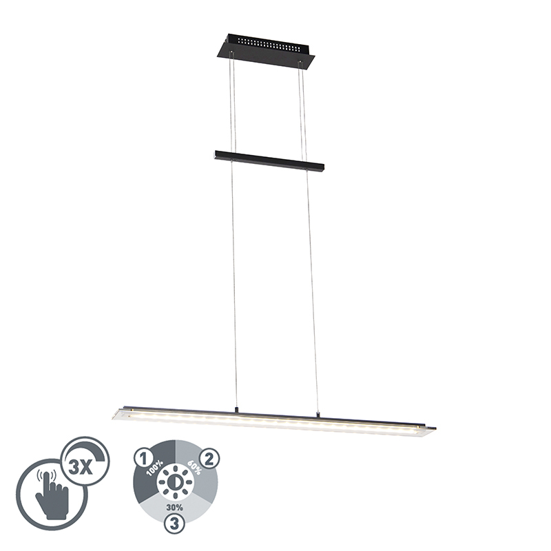 Honsel Design hanglamp zwart 88cm 3 staps dimbaar incl. LED - Cavolo