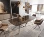 DELIFE Table de salle à manger Edge Boot Céramique Emperador Extra Lucidato Brun foncé 240x120 Estelar rond Acier inoxydable