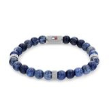 Tommy Hilfiger Herren Armband aus Lavasteinperlen und Edelstahl in der Farbe Blau-Silber, Innenumfang: 18,5cm, 2790436