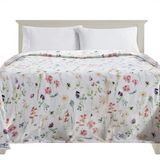 Elegant Comfort Flanellen fleecedeken met print, ultrazacht, comfortabel, pluizig en licht, decoratieve deken voor alle seizoenen voor bank, bank, bloemenpatroon, zeer