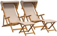 vidaXL Ligstoel 4 stuks 3 Posities Massief Eucalyptushout Beige