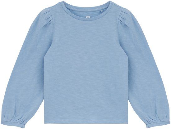 WE Fashion Meisjes T-shirt Lange mouw Lichtblauw Katoen Ronde hals Regular Fit Maat 98/104
