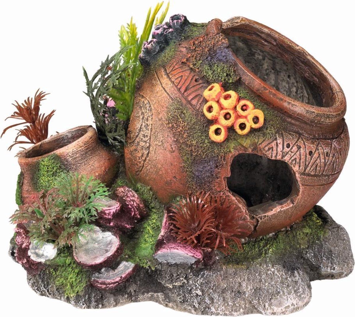Nobby aqua deco kruik met schelp - 17,5 x 13,2 x 13 cm