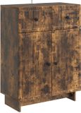 vidaXL Dressoir Gerookt eiken 66 x 34,5 x 90 cm Bewerkt hout