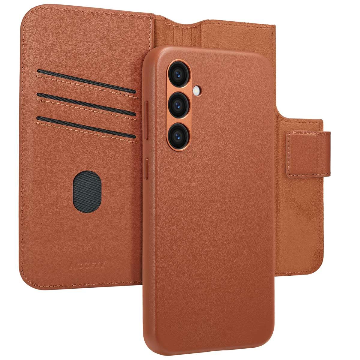 Accezz Leather Bookcase 2-in-1 with MagSafe for Samsung Galaxy S24 Plus - Sienna Brown