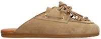 Manfield - Dames - Beige suède muiltjes met franjes - Maat 38